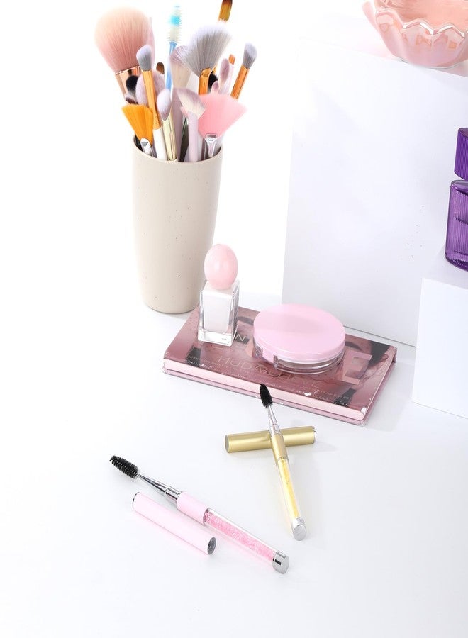 Qulkws 2 PCS Eye Brow Brush with Cap, Spooly for Lashes, Eyebrow Spoolie, Reusable Travel Eye Brow Brushes, Portable Eyebrow Spiral Brushes with Handle, Make up Accessories for Women (Light Pink, Gold) - Image 5